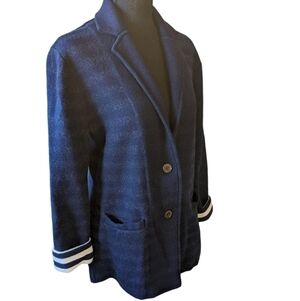 J CREW women's knit blazer wool blend, nautical stripes in lining size XS